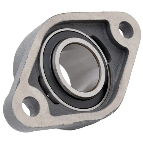 Two Pack Two Bolt Flange Mount Ball Bearing Unit With Cast Iron Housing FL210 UC210-31 Insert Bearing Bore 1 15/16 Inches