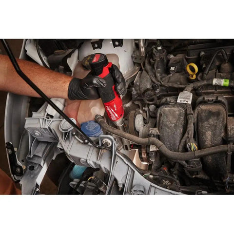 Badass 3/8 Inch Extended Reach High Speed Ratchet Built With A Pro Powerstat Brushless Motor in use on engine components.