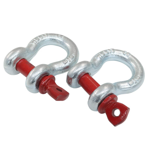 2 Pack Three Eighths Inch D Ring Shackles With Screw Pin, One Ton Working Load Limit, Galvanized Heavy Duty Shackles