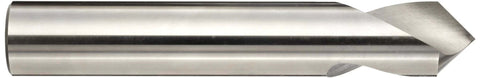 Spotting drill bit, high-speed steel, uncoated, 90-degree tip, straight shank, 5/16 in dia x 3-7/64 in long, side view