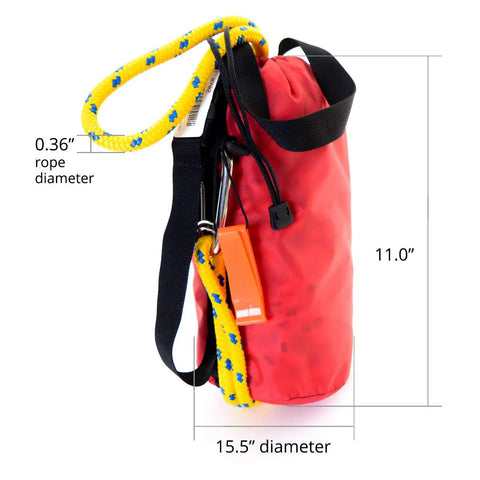 75 Foot Water Rescue Throw Rope With Bag Marine Grade Line Kayak Throw Bag Rescue Rope Bag in red with yellow rope