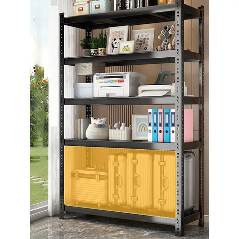 Heavy Duty Five Tier Metal Shelving Unit EZ Snap Assembly Adjustable Storage Rack Workhorse Utility Shelf For Garage Warehouse And Home Organization Heavy Load Capacity Up To Two Thousand Pound Support