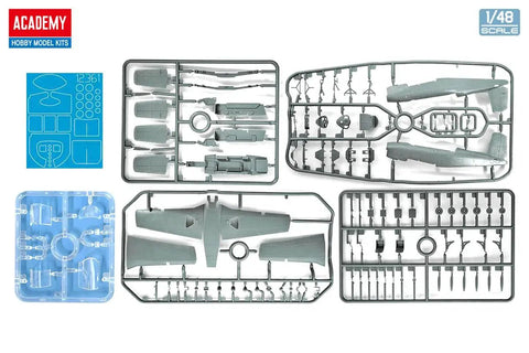 Unassembled sprues of 1/48 USN T-34B Mentor Model Kit Unpainted, DIY Friendly Build, includes detailed etched parts and panels