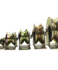 V Type Groove Sliding Gate Roller Wheel Set With Dual Bearings, Beefy Heavy Duty Steel Track Caster Pack Of 4, Side View