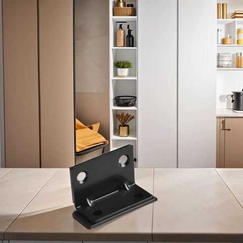 Stainless Steel Magnetic Cabinet Latch With No Slam Hold for thin doors shown in a kitchen setting.