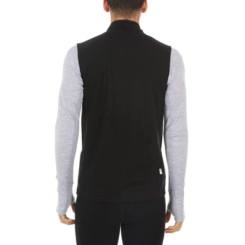 Heavy Duty Kick Ass 100 Percent Merino Wool Men Vest Expedition Grade Heavyweight viewed from the back, showcasing black fabric.