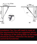 Diagram showing installation tips for Two Pack Extended Ten Inch Gas Struts 200N 44LB Black Heavy Duty Lift Support.