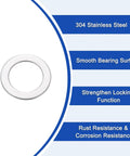 Twenty Piece M10 Flat Washers Built Different With Solid 304 Stainless Steel Measuring Ten By Sixteen Millimeters, showing smooth surface.