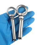 Beefy Heavy Duty Concrete Wall Eyebolt Anchors Set, 6 Pcs Expansion Eyebolts M6x70mm In 304 Stainless Steel, held in gloved hand