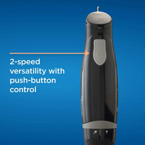 Durable immersion hand blender with push-button control showcasing 2-speed versatility for efficient kitchen use.