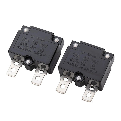 Two Pack 15A Auto Reset Circuit Breakers For Kids Ride On Toys Cars 125 250V AC And 50V DC Thermal Switch