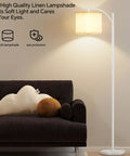 Arc Floor Lamp with Remote Control and Stepless Dimmable Bulb, Tall Gold Standing Lamp with Hanging Shade for Living Room Bedroom Office