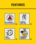 Features of Heavy Duty Welding Anti Spatter Spray 2 Pack 8.5 Oz; non-flammable, quick use, fast acting, advanced formula.
