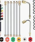 120 Inch Stainless Steel Pressure Washer Extension Wand Workhorse With 30 Degree And 90 Degree Curved Rods, Spray Tip Set