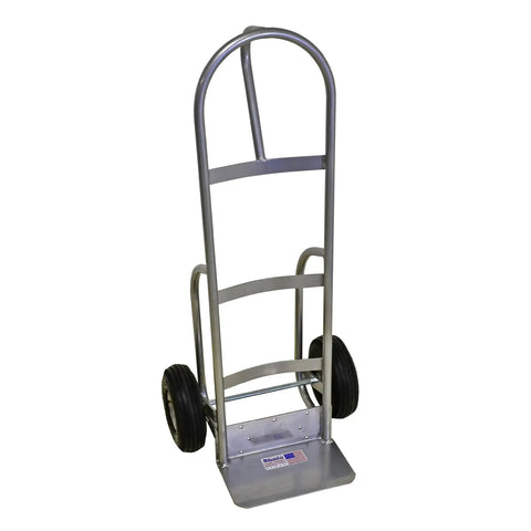 Heavy-Duty Welded Aluminum Hand Truck With P-Handle, 800-Pound Load Capacity, Lightweight Aluminum Build, 10-Inch Pneumatic Tires