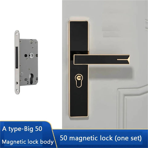 Modern Wooden Interior Door Handle Lock Anti Theft Security With Magnetic Keyed Access For Bedroom Easy Install