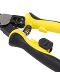 Heavy-Duty Carbon Steel Wire Stripper With Secure Non Slip Grip Electrician Crimping Pliers close-up of handles and spring mechanism