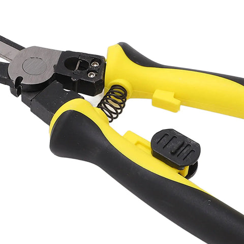 Heavy-Duty Carbon Steel Wire Stripper With Secure Non Slip Grip Electrician Crimping Pliers close-up of handles and spring mechanism