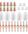 Upgraded Plasma Cutter Tip And Electrode Kit For Cut-40 Lgk-40 Pt-31 includes red copper nozzles and shield cups for smooth cutting.