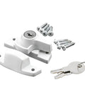 Keyed Sash Lock For Aluminum Vinyl Or Wood Double Hung Windows With Two Inch Hole Centers Heavy Duty Zinc Diecast In White Finish Locks