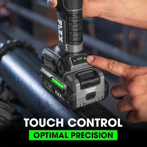 Heavy Duty 24 Volt Brushless Cordless Die Grinder Delivering Knockout 28000 Rpm Adjustable Speed control panel with LED indicators.