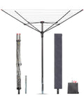 Backyard Game Changer Umbrella Clothesline, 12 Line Outdoor Drying Rack With Adjustable Height, 69 inch spread and cover.