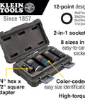 Impact Socket Set For One Half Inch Drive Metric 12 Point Deep Sockets Self Adjusting Between Sizes Four Sockets Cover 32 X 27 Mm