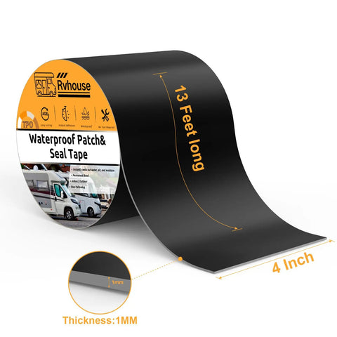 Heavy Duty Waterproof Patch And Seal Tape 4x13 Feet For RV Roofs Tents Tarps And Canopies With Extra Thick Sealant and UV Protective Backing