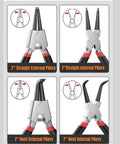 7 Inch Snap Ring Pliers Set Four Piece Internal External Circlip Pliers With Straight And Bent Jaw Beefy Heavy Duty Professional Pliers In Storage Pouch For Automotive And Machinery Repairs