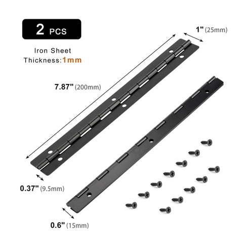 Two Piece 8 Inch 270 Degree Piano Hinge Set For Cabinets And Cupboards, iron sheet hinges with screws, 1mm thickness