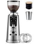 Heavy Duty 64mm Flat Burr Coffee Grinder With 100 Precision Settings For Electric Espresso Beans, Stainless Steel, Modern Design.