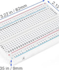 Dope Electronic Fun Kit Bundle With Breadboard, Jumper Wires, Resistors, Capacitors, LEDs, Potentiometer, Power Module And 200 Plus Components For Arduino Projects - Breadboard dimensions.
