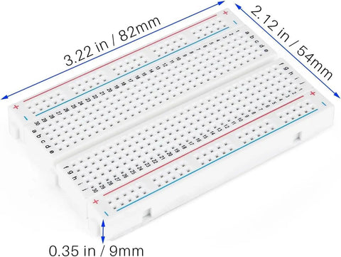 Dope Electronic Fun Kit Bundle With Breadboard, Jumper Wires, Resistors, Capacitors, LEDs, Potentiometer, Power Module And 200 Plus Components For Arduino Projects - Breadboard dimensions.