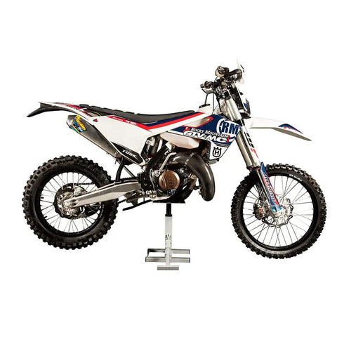 Height Adjustable Dirt Bike Lift Stand For Off Road And Motocross Maintenance 9 To 17.5 Inches Lift beefy stable steel frame with motorcycle