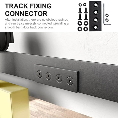 Sliding Barn Door Track Connection Plates Kit Black Carbon Steel Straight Brace Joints No Fuss Easy Install Connector Set