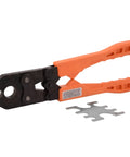Half Inch To Three Quarter Inch PEX Crimp Tool With Dual Head And Orange Handles For Quick Durable Copper Crimp Rings On PEX Or PE RT Tubing