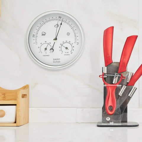 Big Five Point Two Inch Dial All In One Weather Station With Barometer Thermometer And Hygrometer Wall Mounted in Kitchen