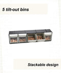 Five tilt-out storage bins in a heavy duty plastic tray, perfect for organizing loose workshop items.