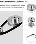 Premium Aluminum Synchronous Wheel Kit Stepper Motor Pulley Set With Timing Belt Screws And Allen Key For Smooth Transmission Built To Handle 3D Printer CNC Milling Machine Hobbing Tooling Projects You Want Precise Movement And Killer Gear Ratios., aluminum pulley kit with timing belt and Allen key for 3D printer CNC motion
