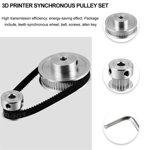 Premium Aluminum Synchronous Wheel Kit Stepper Motor Pulley Set With Timing Belt Screws And Allen Key For Smooth Transmission Built To Handle 3D Printer CNC Milling Machine Hobbing Tooling Projects You Want Precise Movement And Killer Gear Ratios., aluminum pulley kit with timing belt and Allen key for 3D printer CNC motion