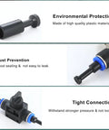 60-Piece Push To Connect Pneumatic Fittings And Blank Plugs Set For 1/8 5/32 1/4 5/16 3/8 1/2 Inch showing tight connection.
