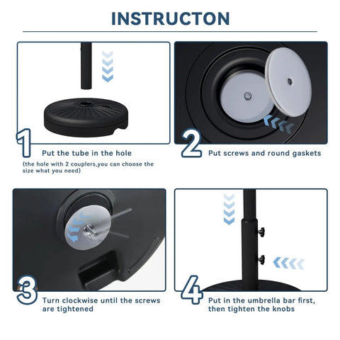 Instructions for Beefy 82Lb Water Filled Outdoor Umbrella Base Stand For Patio And Garden Heavy Duty Holder