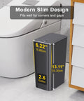 Three Pack 10L Small Trash Cans With Lids Pop Up Lid Space Saving Slim Waste Baskets For Bathroom Kitchen Office College