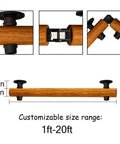 Top Shelf Solid Wood Stair Banister Handrail With Anti Slip Pine Railing, customizable size, showing fittings and 2-inch dimensions.