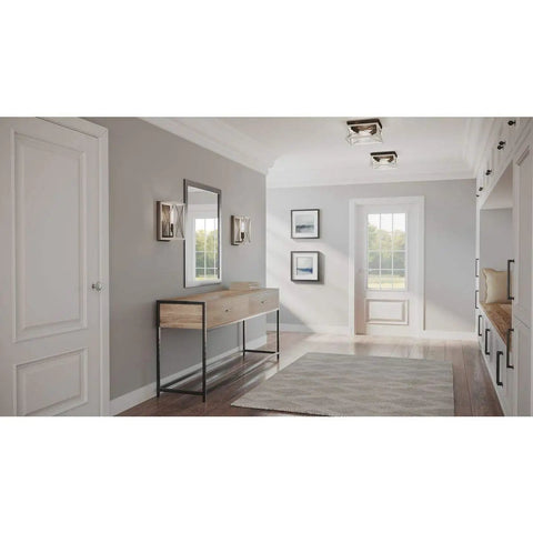 Briarwood Collection 2-Light Flush Mount Ceiling Light With Graphite Finish For Hallways Kitchens Bedrooms And Living Rooms 12 Inch By 6 Inch Modern Ceiling Fixture That Delivers A Warm Cozy Vibe in a hallway setting.