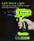 Cordless 20V Drill Kit With Battery And Charger Two Speed Gear Eighteen Plus One Torque Settings Three Eighths Inch Chuck LED light