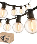 100Ft Outdoor LED G40 Globe String Lights Waterproof IP44 With 52 Shatterproof Bulbs Plus 2 Extras Dimmable Connectable Patio Lights