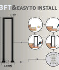 3FT Rock Solid Matte Black U Shaped Handrails for Indoor and Outdoor Stairs, easy to install with bolt-in steps.