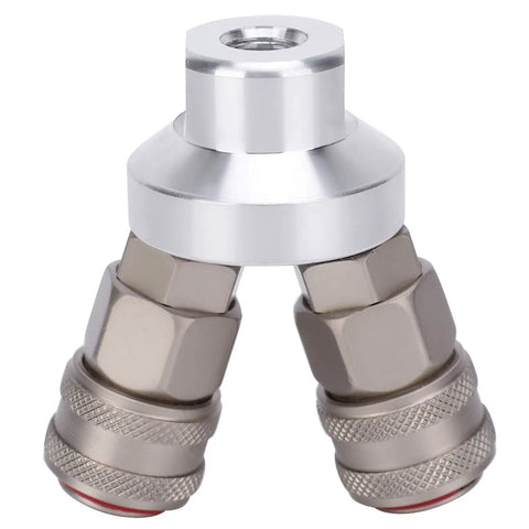 Two Way Connector Chrome Plated Pneumatic Quick Coupler With Self Locking Mechanism For One Handed Quick Connect In Air Tools And Pneumatic Systems Beefy Carbon Steel G1 Quarter Inch Thread