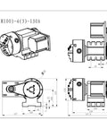 Shop Ready CNC Fourth Axis Rotary Indexer With 130Mm Four Jaw Chuck And Plug And Play Nema34 Stepper Motor technical drawing with dimensions.